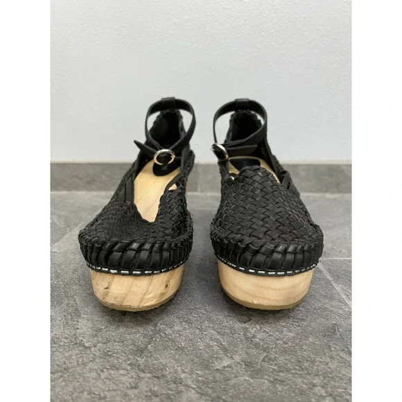Free People Black Teagan Huarache Wood Wedge Woven Shoes Size 41 US 10 - Picture 5 of 8
